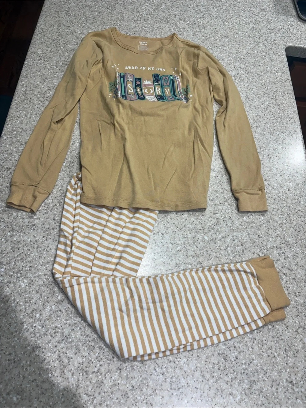 Carters girls size 14 pajama set long sleeve and pants cotton yellow